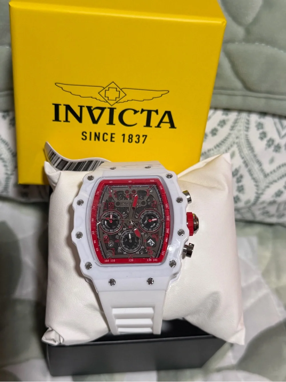 Invicta Racing White and Red Chronograph Sport Watch